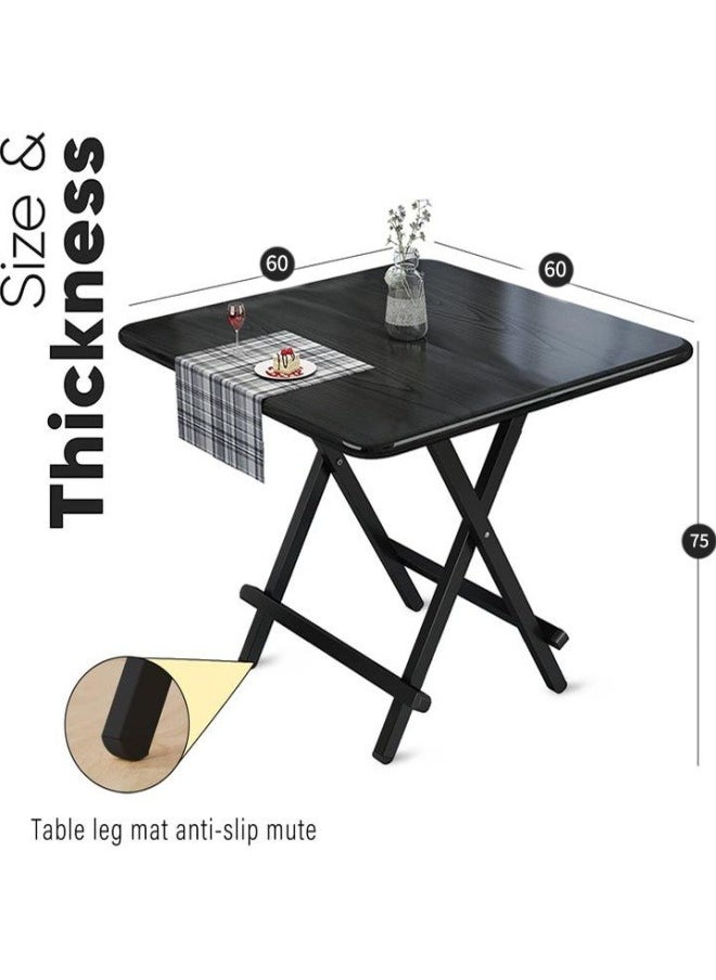 GGEROU Folding Table, Foldable Camping Table, Outdoor Picnic Table, Dinner Folding Table with Wooden Top and Metal Frame, 60 * 60 * 75cm  - Image 3