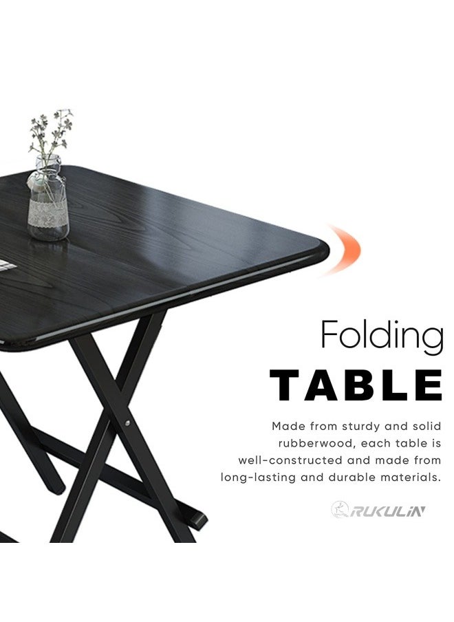GGEROU Folding Table, Foldable Camping Table, Outdoor Picnic Table, Dinner Folding Table with Wooden Top and Metal Frame, 60 * 60 * 75cm  - Image 5