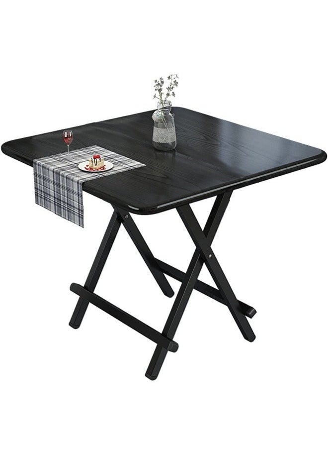 GGEROU Folding Table, Foldable Camping Table, Outdoor Picnic Table, Dinner Folding Table with Wooden Top and Metal Frame, 60 * 60 * 75cm  - Image 2