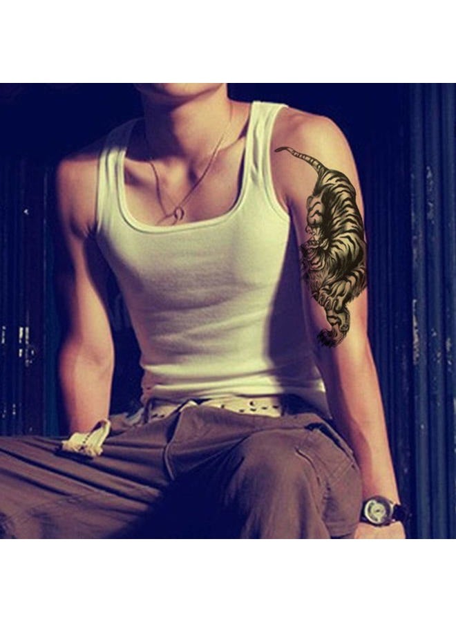 Finrray Large Temporary Tattoos Waterproof Fake Tattoo Realistic Eagle Wolf Tiger Dragon Animal Shaped Body Tattoo Stickers for Men Adults Boys Guy (Black, 4 Sheets) - Image 5