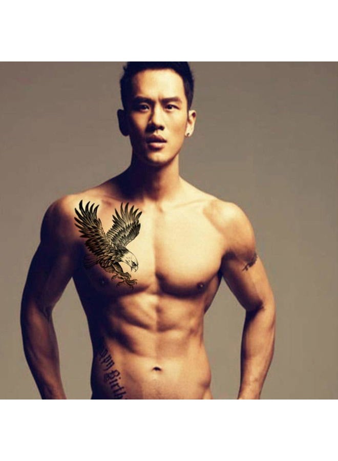 Finrray Large Temporary Tattoos Waterproof Fake Tattoo Realistic Eagle Wolf Tiger Dragon Animal Shaped Body Tattoo Stickers for Men Adults Boys Guy (Black, 4 Sheets) - Image 4
