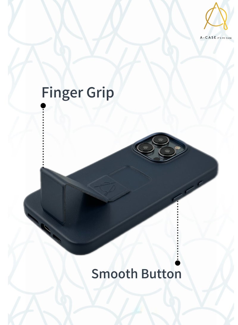 A-Case It's My Case Tank Series Full Protection Grip Stand Case for iPhone 15 Pro Max - Blue - Image 4