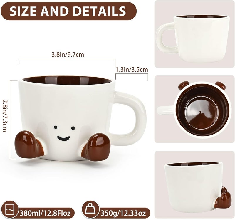 EWCEFIC Coffee Mugs,Cute funny Mug For Women, 12.8oz/380ml Unique Ceramic Coffee Tea Cups, Office Mug Gift (chocolate) - Image 3