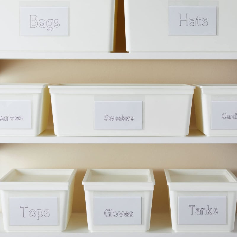 Juvale 100-Pack Clear Index Card Pockets - 3.6 x 5.25 in Plastic Sleeves - Adhesive Label Pockets for Storage Bin & Shelf Labels - Image 3