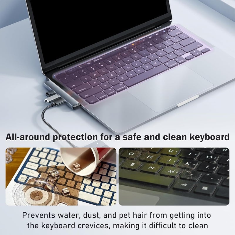 EKIND 2 Sheets Universal Waterproof and Dustproof Keyboard Cover for 15-17 Inch Laptops, with Keypad Keyboard Cover Size (L:14.17" x W:5.08"), Ultra Thin Silicone Skin Protector (Purple) - Image 4