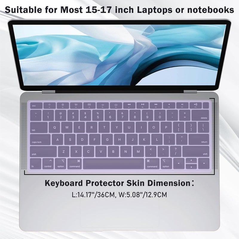 EKIND 2 Sheets Universal Waterproof and Dustproof Keyboard Cover for 15-17 Inch Laptops, with Keypad Keyboard Cover Size (L:14.17" x W:5.08"), Ultra Thin Silicone Skin Protector (Purple) - Image 2