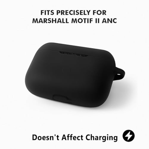 LIRAMARK Silicone Cover Case with Carabiner Compatible with Marshall Motif II ANC/Marshall Motif 2 (Black) - Image 2