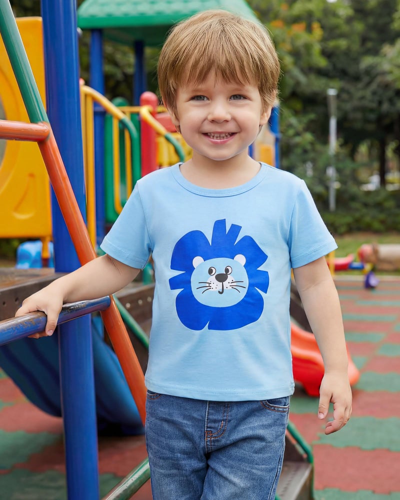 Jecson Toddler Boy Shirts Summer Short Sleeve T-Shirts Cotton Casual Animal Print Graphic Boys' Tops, Tees & Shirts 4-Pack - Image 3