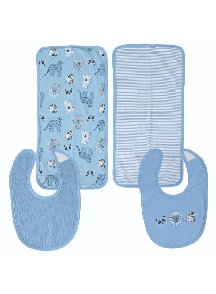 Nurtur Feeding Gift Set - 2 pack bibs & 2 burpcloths - Blue Multi/Boy - Image 1