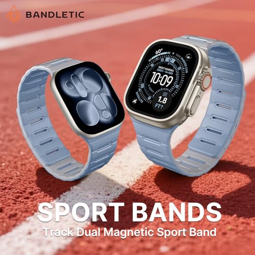 Bandletic Reversible Magnetic Bands Compatible with Apple Watch Ultra 2Ultra 3 Band 49mm46mm45mm44mm42mm321 Men Strong Magnet Strap for iWatch Series 11 10 Ultra SE3 9 8 7 6 5 4Grey IceBlue - Image 3