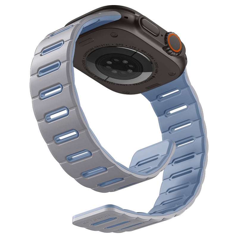 Bandletic Reversible Magnetic Bands Compatible with Apple Watch Ultra 2Ultra 3 Band 49mm46mm45mm44mm42mm321 Men Strong Magnet Strap for iWatch Series 11 10 Ultra SE3 9 8 7 6 5 4Grey IceBlue - Image 2