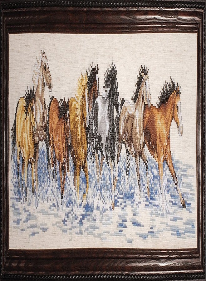 Design Works Crafts Splashdown Horses Counted Cross Stitch Kit, 8" x 22", Various - Image 1