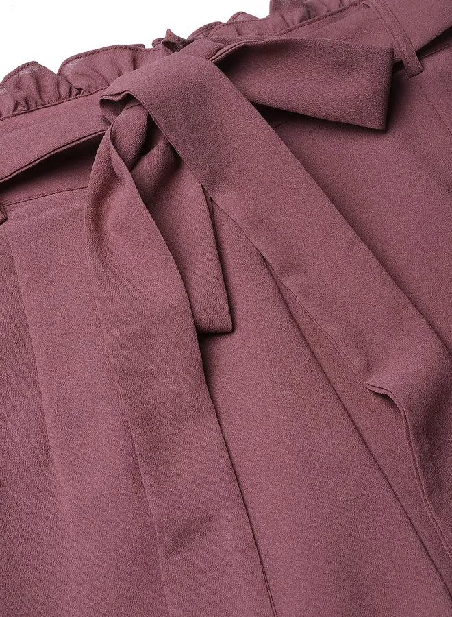 Mish Mauve High Rise Trousers with Tie-Up Waist