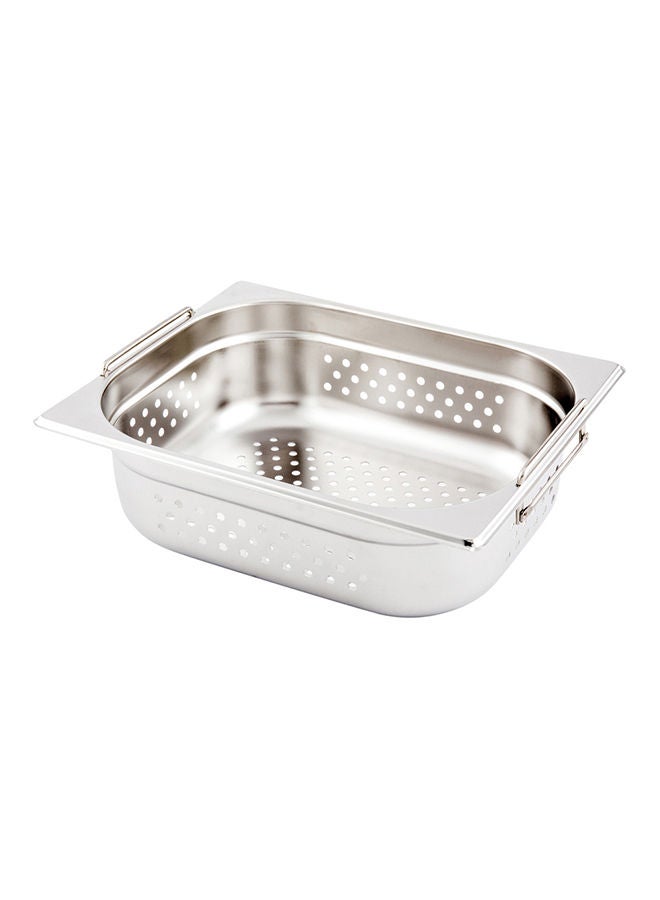 Restaurantware Perforated Steam Table Pan - Half Size - 4" Deep - Collapsible Handles - Anti Jam - Commercial Grade Stainless Steel - 1ct Box - Met Lux - Image 4