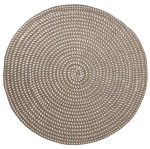 HUAHOO Hand Woven Round Area Rugs Living Room Bedroom Study Computer Chair Cushion Base Mat Round Carpet Lifts Basket Swivel Chair Pad Coffee Table Rug2 Round Dark Camel - Image 1