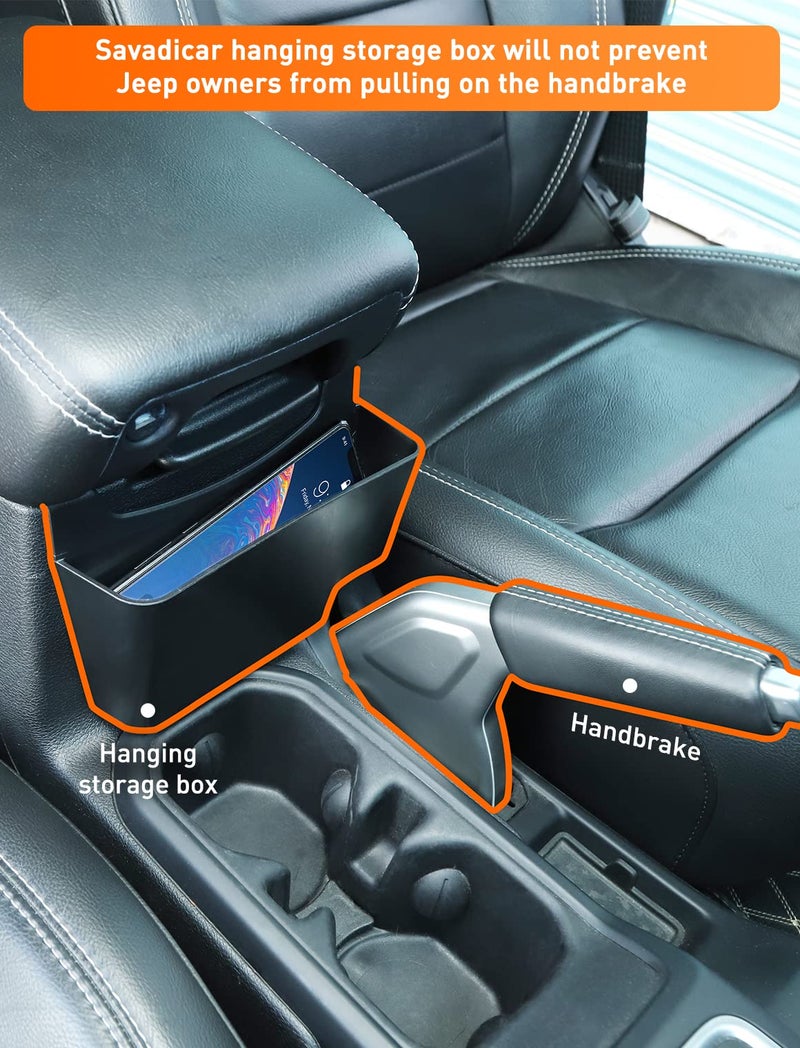 Savadicar Center Console Hanging Storage Organizer, Armrest ABS Tray Compatible with 2018-2025 Jeep Wrangler JL JLU 4XE and Jeep Gladiator JT, Interior Accessories, Black - Image 3
