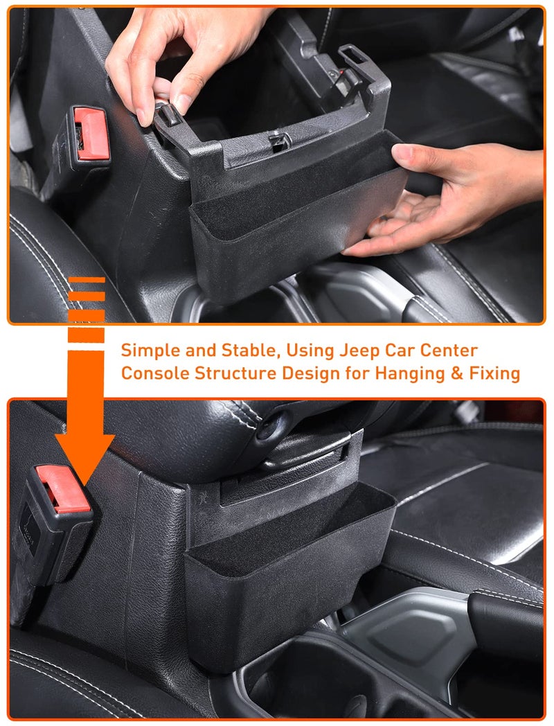 Savadicar Center Console Hanging Storage Organizer, Armrest ABS Tray Compatible with 2018-2025 Jeep Wrangler JL JLU 4XE and Jeep Gladiator JT, Interior Accessories, Black - Image 2