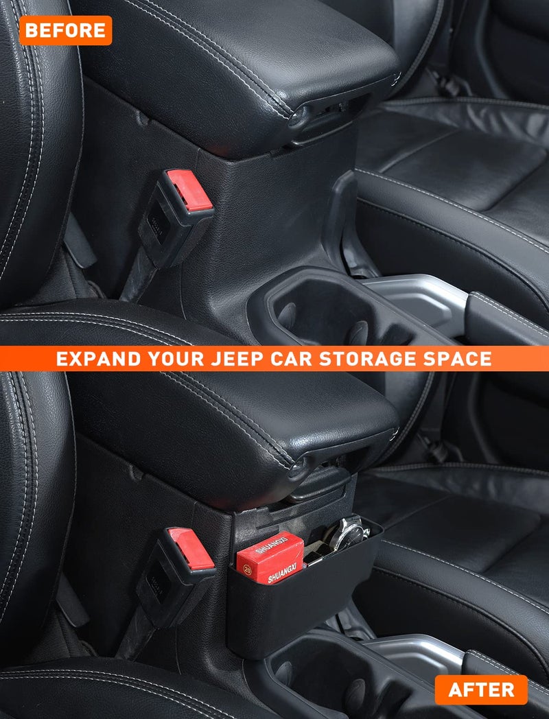 Savadicar Center Console Hanging Storage Organizer, Armrest ABS Tray Compatible with 2018-2025 Jeep Wrangler JL JLU 4XE and Jeep Gladiator JT, Interior Accessories, Black - Image 5