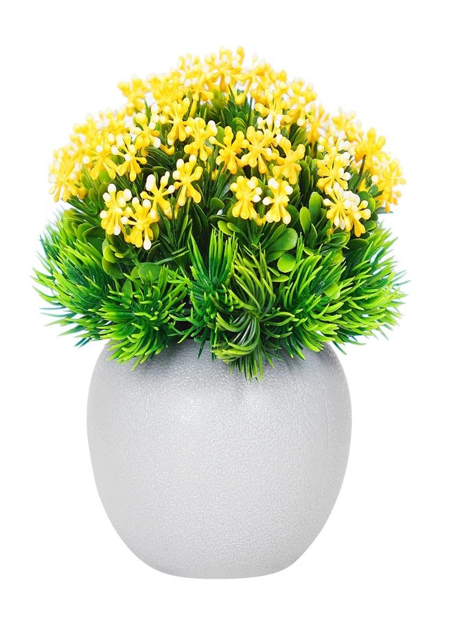 Dekorly Plastic Artificial Flower Plants with White Pot|Flower Plants for Home Office Decor|Bedroom, Living Room, and Balcony Decor|Pack of 4 - Image 3