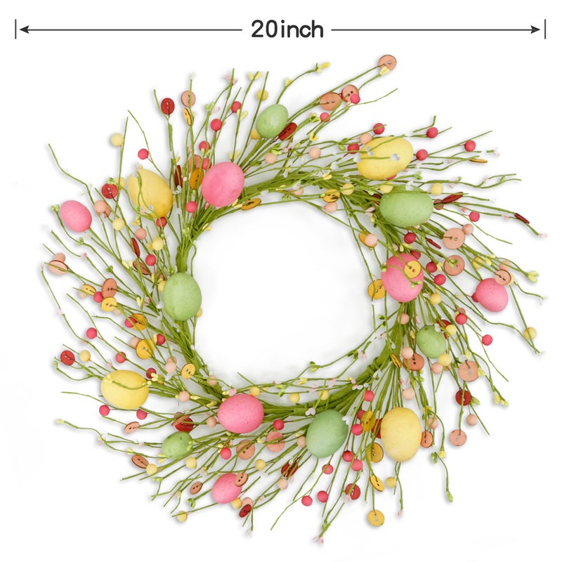 WreathDream Easter Wreaths for Front Door Easter Egg Wreath with Colorful Eggs,Berry for Front Door Indoor Outdoor Party Home Wall Window Festival Decoration - Image 3