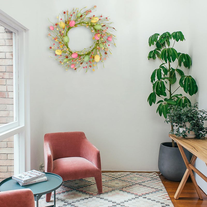 WreathDream Easter Wreaths for Front Door Easter Egg Wreath with Colorful Eggs,Berry for Front Door Indoor Outdoor Party Home Wall Window Festival Decoration - Image 5