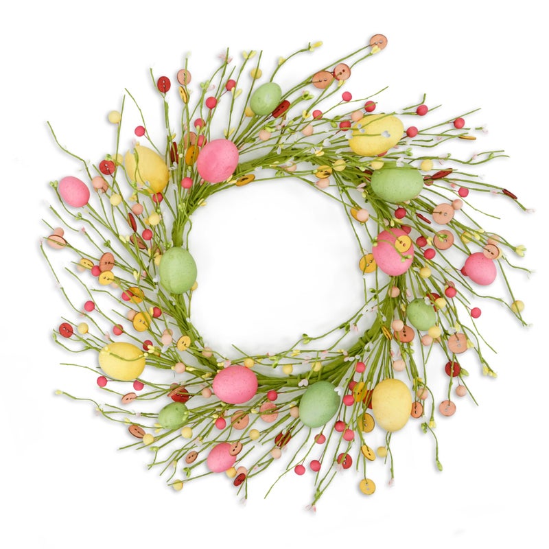 WreathDream Easter Wreaths for Front Door Easter Egg Wreath with Colorful Eggs,Berry for Front Door Indoor Outdoor Party Home Wall Window Festival Decoration - Image 1