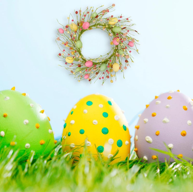 WreathDream Easter Wreaths for Front Door Easter Egg Wreath with Colorful Eggs,Berry for Front Door Indoor Outdoor Party Home Wall Window Festival Decoration - Image 4