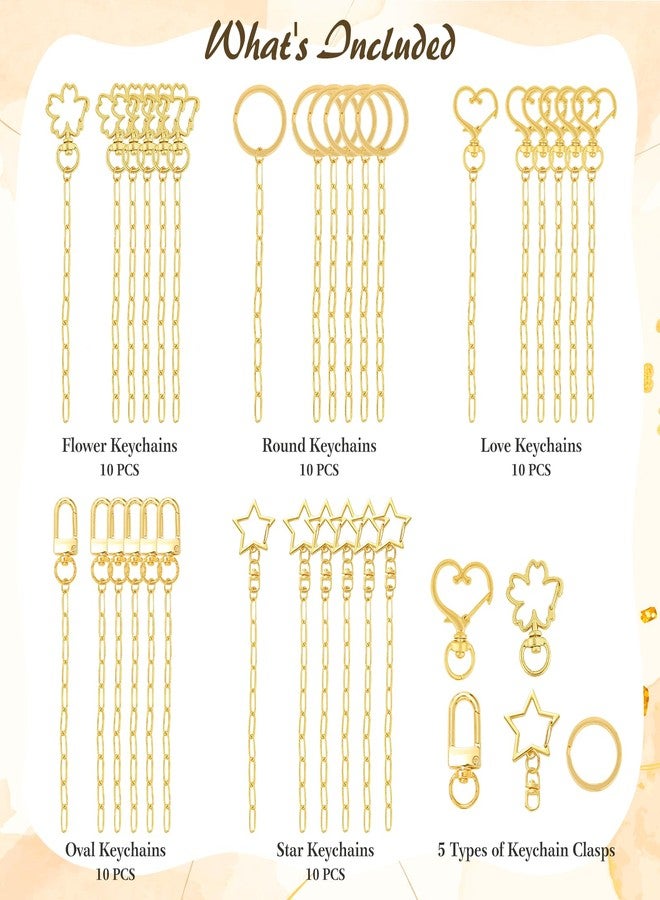 Ecoofor 50 Set Keychain Making Kit, 5 Style Metal Keychain Clips with Swivel Snap Hooks, Lobster Clasps, Key Rings & Extender Chains for DIY Crafts, Jewelry, Bags, Keychains & Gift Accessories - Image 3