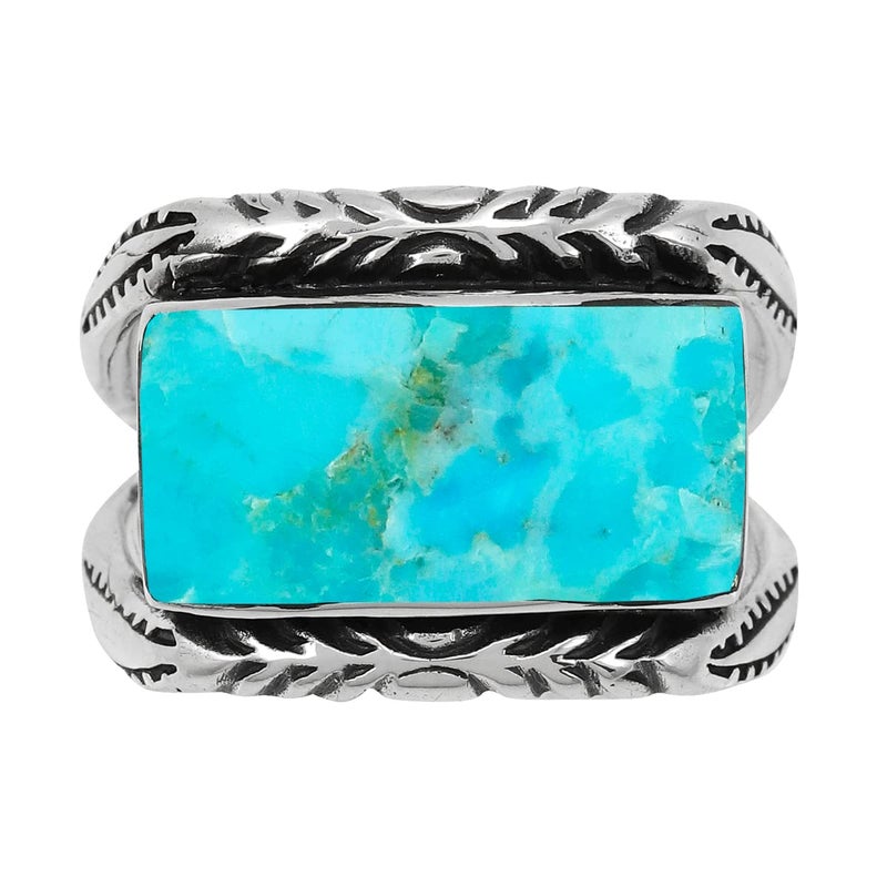 Turquoise Network Turquoise Ring Sterling Silver 925 Genuine Gemstones Size 6 to 11 (Turquoise) (7) - Image 3