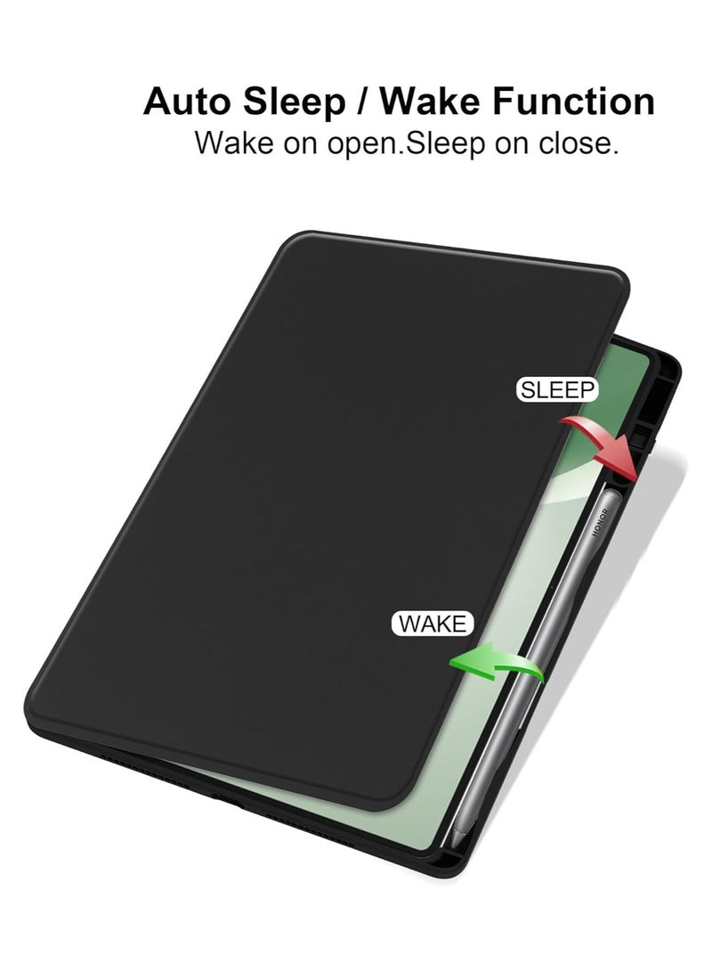 Fankalo Translucent Tablet Case for Honor Pad 10 12.1 inch Triple Fold Adjustable Folding Bracket Cover with Pen Slot and Auto Sleep/wake-up - Image 2
