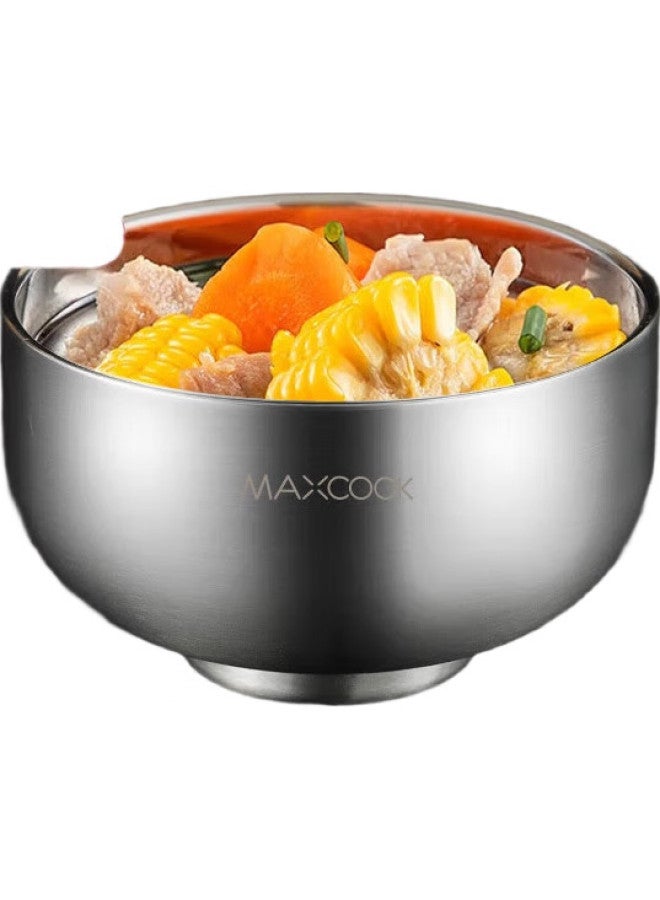 MAX COOK Meichun (Maxcook) 304 Stainless Steel Bowl, Double-Layer Insulated Soup Bowl, 304 Stainless Steel Tableware, 12Cm, Single Piece, Mcwa0651 - Image 1