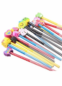 Y&D Erasers, Cap 12 Pack, Animal Eraser Caps, Erasers for Kids, Pencil, Cute Colorful School Supplies Pattern Random  - Image 1