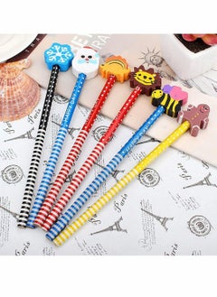 Y&D Erasers, Cap 12 Pack, Animal Eraser Caps, Erasers for Kids, Pencil, Cute Colorful School Supplies Pattern Random  - Image 3