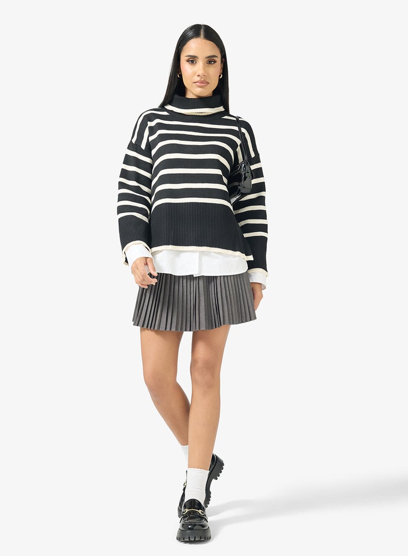 Ginger High Neck Stripe Longline Sweater - Image 4