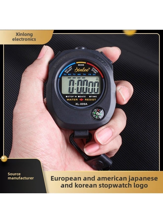Generic Manufacturers Supply Sports Competition Electronic Stopwatch Outdoor With Compass Weekly Landing Code Meter Timer-Display Accuracy:XL-009A Button Battery Black  - Image 1