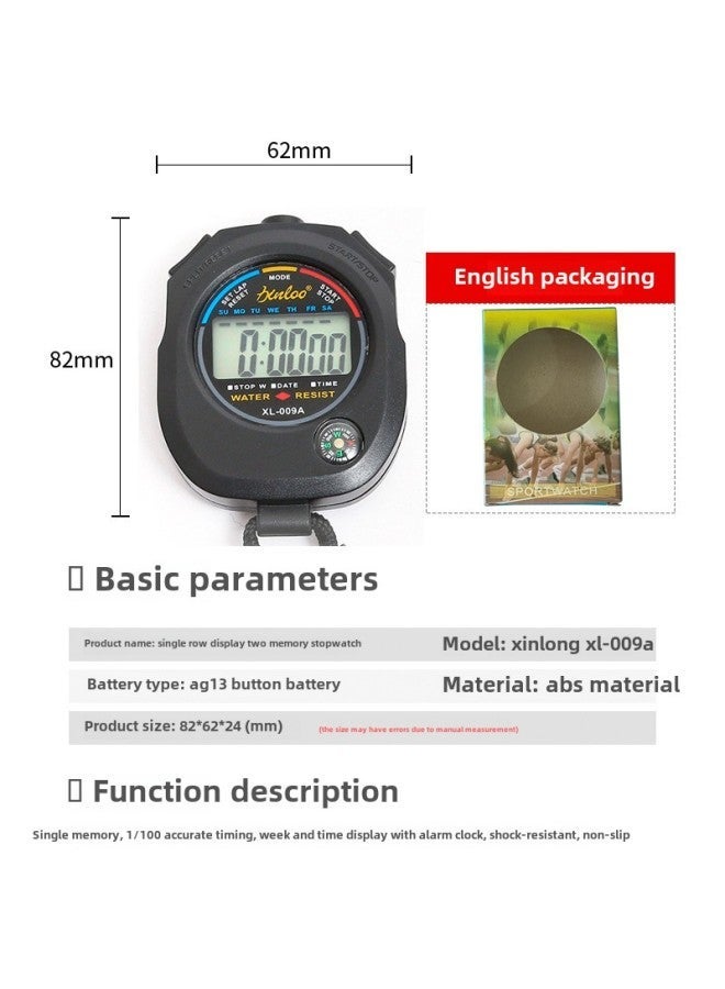 Generic Manufacturers Supply Sports Competition Electronic Stopwatch Outdoor With Compass Weekly Landing Code Meter Timer-Display Accuracy:XL-009A Button Battery Black  - Image 2