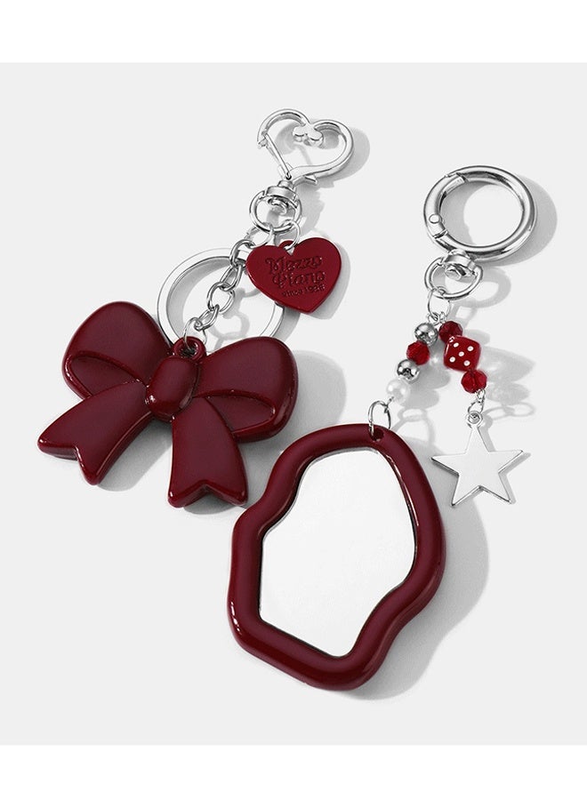 2PCS Bag Charms for Handbags Purse Charms Cute Heart Bow Keychain Y2k Mirror Keychain Accessories - Image 5