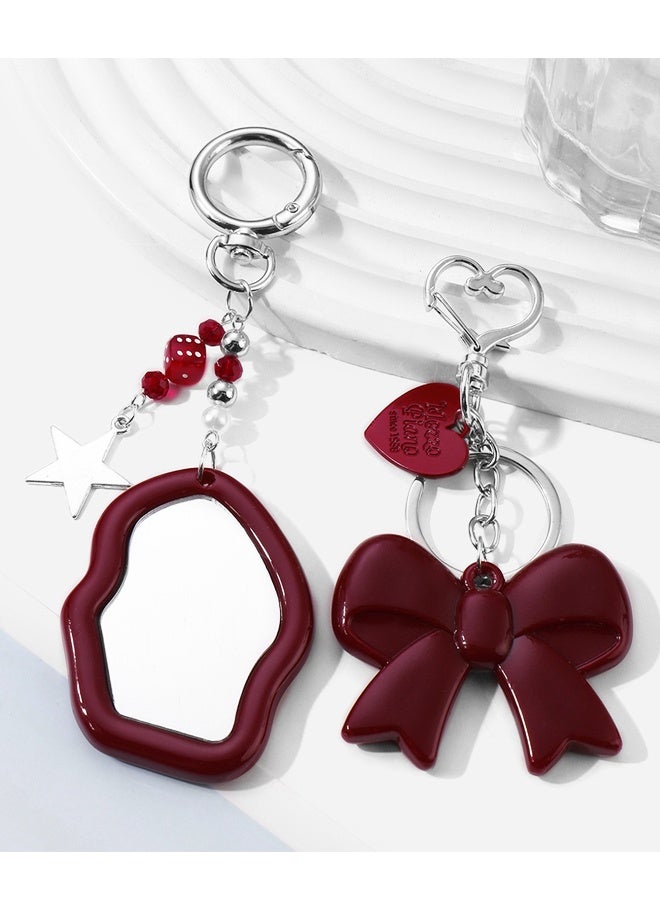 2PCS Bag Charms for Handbags Purse Charms Cute Heart Bow Keychain Y2k Mirror Keychain Accessories - Image 1