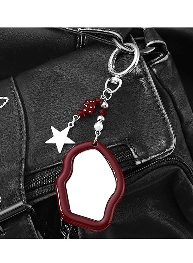 2PCS Bag Charms for Handbags Purse Charms Cute Heart Bow Keychain Y2k Mirror Keychain Accessories - Image 3
