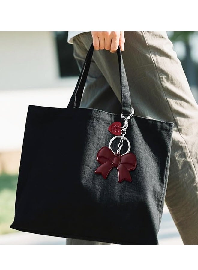 2PCS Bag Charms for Handbags Purse Charms Cute Heart Bow Keychain Y2k Mirror Keychain Accessories - Image 4