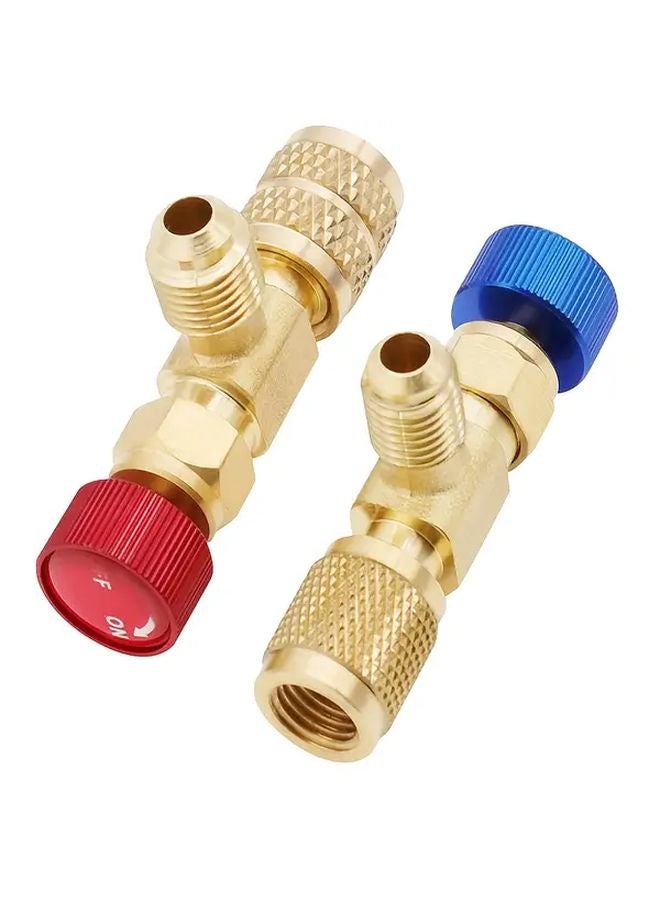 2pcs Brass Refrigerant Charging Valve Set With Ball Flow Control For AC Maintenance - Image 4