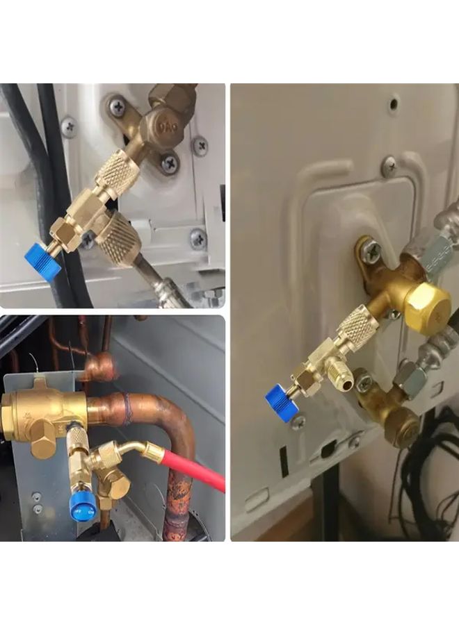 2pcs Brass Refrigerant Charging Valve Set With Ball Flow Control For AC Maintenance - Image 5