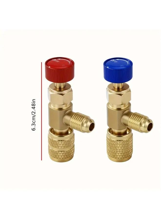 2pcs Brass Refrigerant Charging Valve Set With Ball Flow Control For AC Maintenance - Image 3