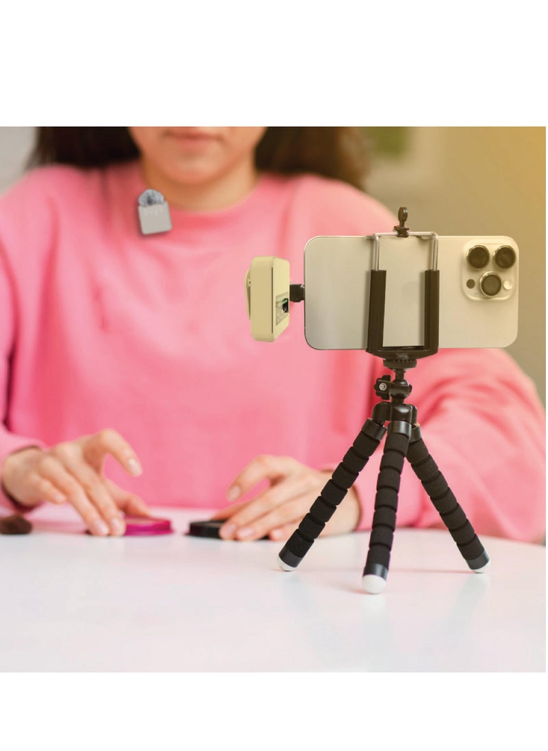GREEN LION GLM-Professional Wireless Mic, Up To 100M Working Distance, 2.4GHz Digital Transmission, 7H Working Time, Environment Noise Cancellation, 2 Microphones & 1 Receiver, 360° Pick Up - White  - Image 3
