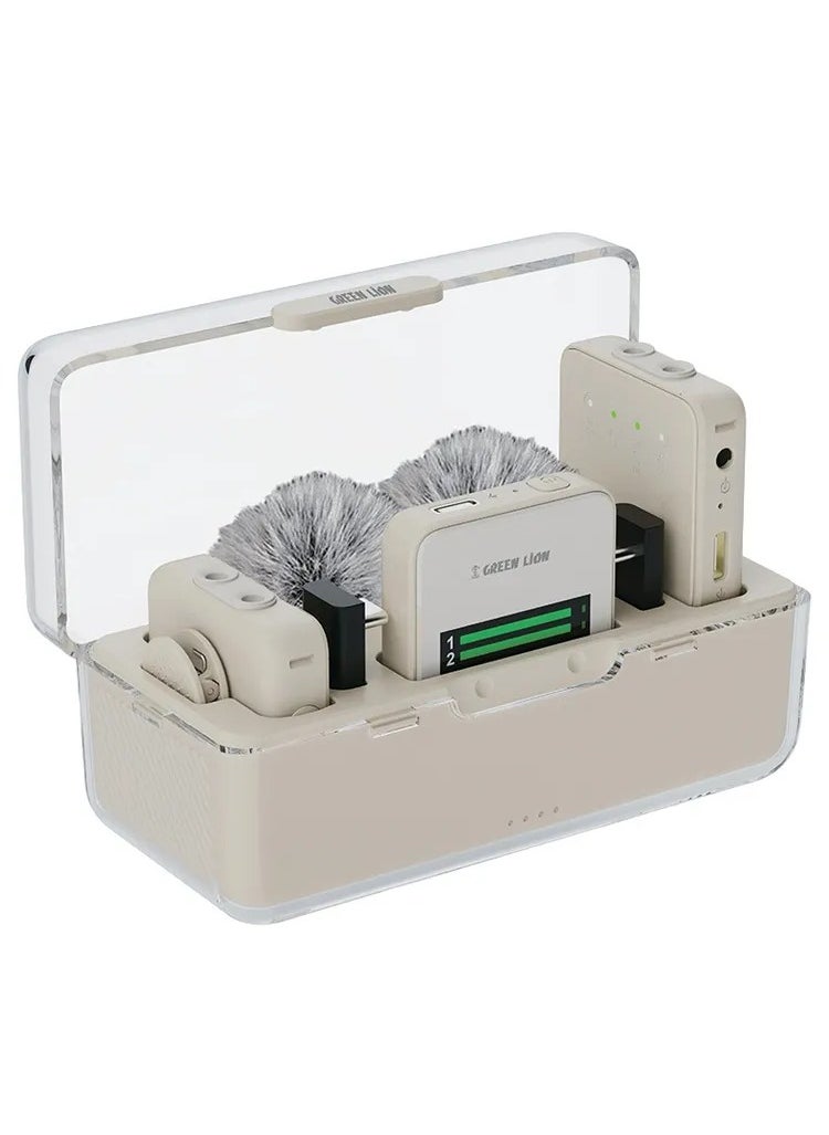 GREEN LION GLM-Professional Wireless Mic, Up To 100M Working Distance, 2.4GHz Digital Transmission, 7H Working Time, Environment Noise Cancellation, 2 Microphones & 1 Receiver, 360° Pick Up - White  - Image 1