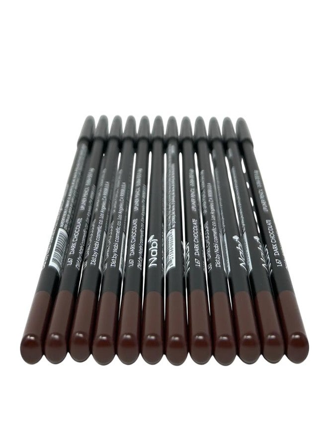 12-Piece Wooden Lip Liner Pencil, High Pigmented Lip Makeup, Long-wearing, Deep and Rich in Color, 7.5 inches Long Pencil (L67 Dark Chocolate) - Image 2