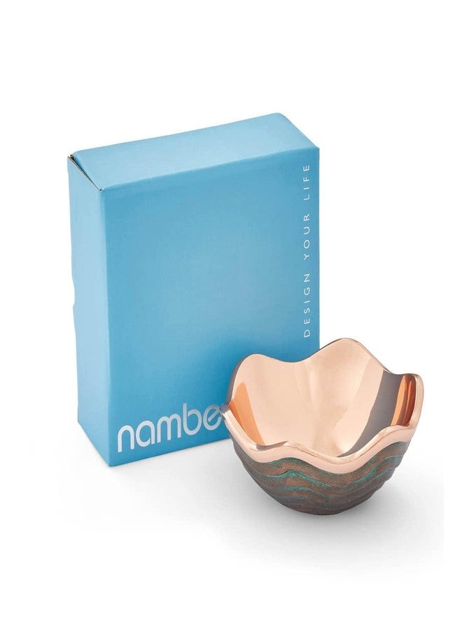 Nambe Nambé Copper Canyon Bowl - 4.5 Inch Decorative Copper Accent Dish with Verdigris Patina, Sculptural Scalloped Rim Design, Stylish Home Tabletop & Kitchen Decor Serving Piece - Image 3