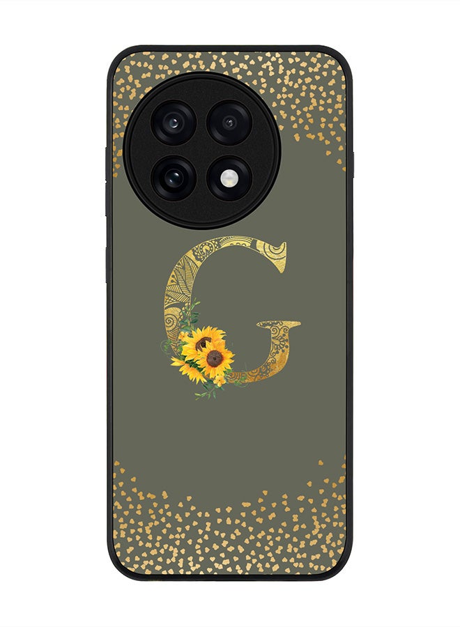 Stylizedd For OnePlus 13R / Ace 5 Pro Case,Slim fit Camera Protection, Shockproof Thin Phone cover  - Custom Floral Monogram - G  (Olive Green )