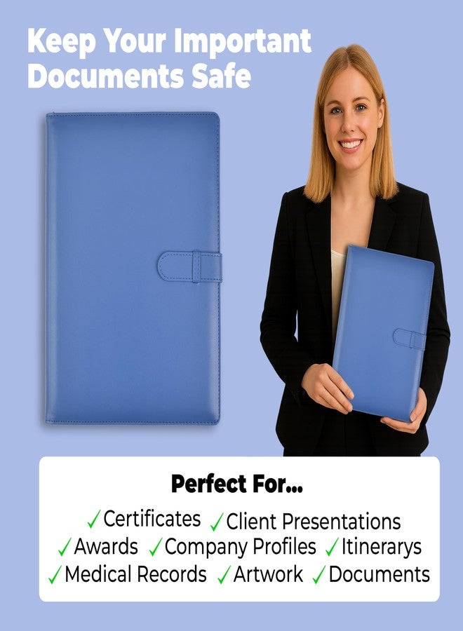 Arpan A4 Certificate Presentation Folder, Faux Leather Document Organizer, Professional Portfolio Book, Conference Display Binder (Blue, 36 Pockets 72 Sides) - Image 5