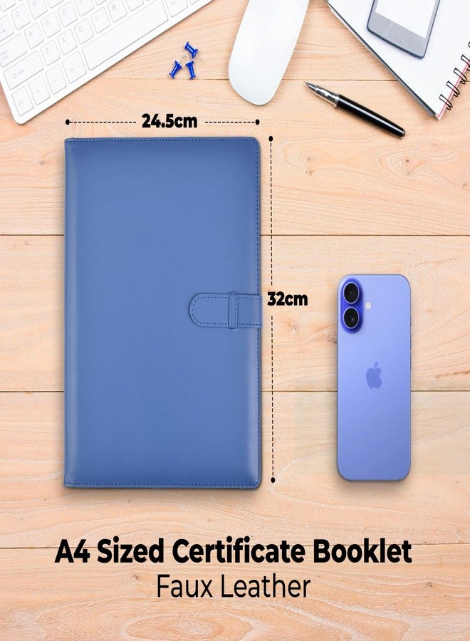 Arpan A4 Certificate Presentation Folder, Faux Leather Document Organizer, Professional Portfolio Book, Conference Display Binder (Blue, 36 Pockets 72 Sides) - Image 2